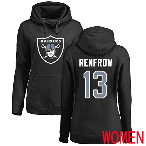Oakland Raiders Black Women Hunter Renfrow Name and Number Logo NFL Football #13 Pullover Hoodie Sweatshirts